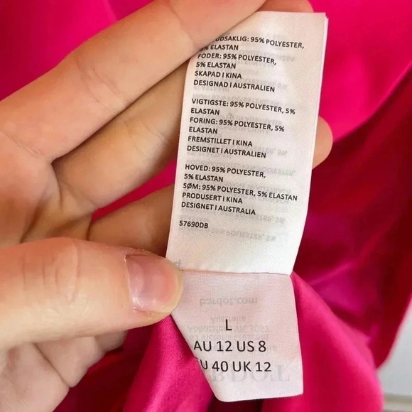 Bardot Lorella Midi Dress Candy Pink Formal One Shoulder Side Slit Size 8 Large - Picture 11 of 13